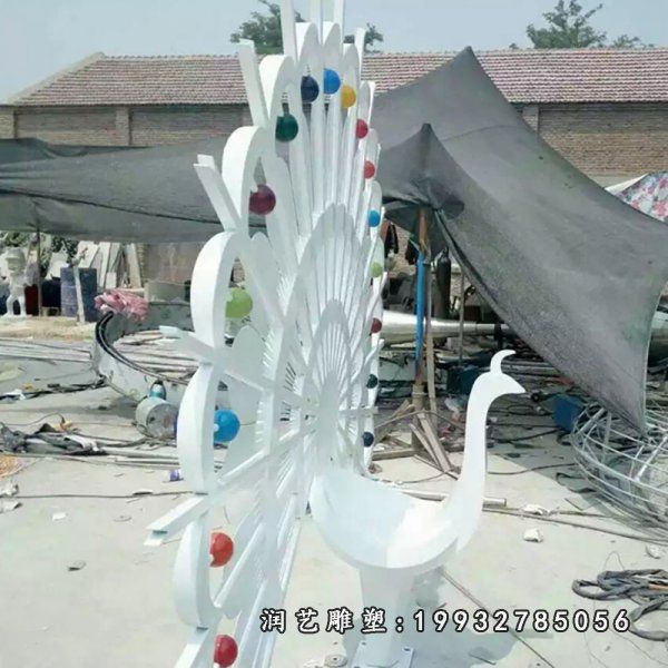 商业街不锈钢孔雀动物雕塑