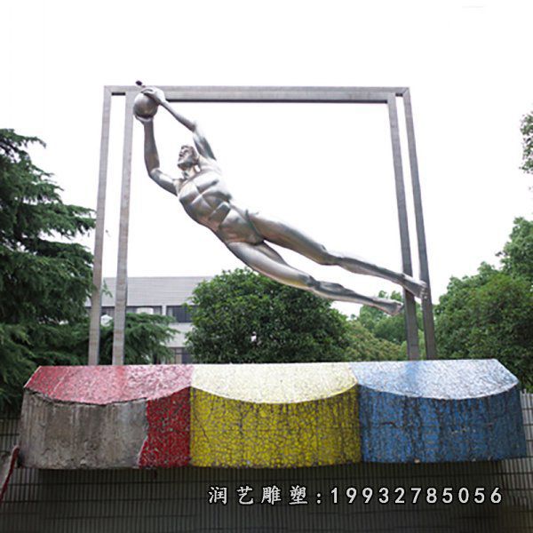 公司不锈钢体操人物雕塑