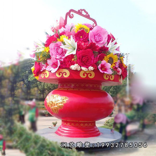 游乐场不锈钢景观花篮雕塑