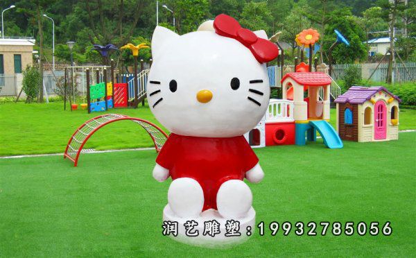 公园玻璃钢kt猫卡通雕塑