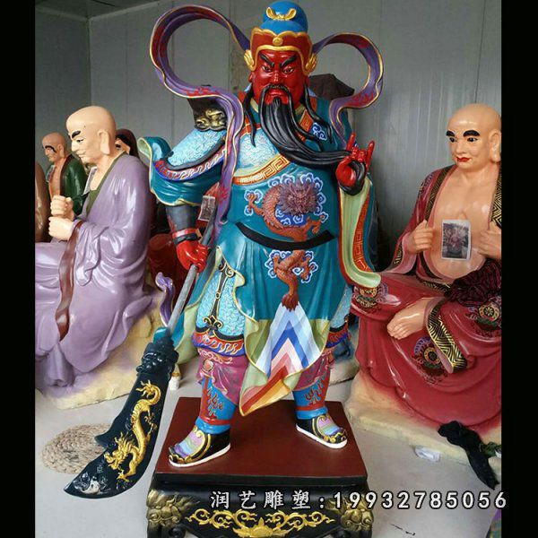 企业玻璃钢关公雕塑