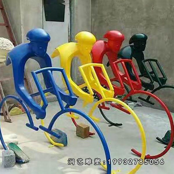 游乐场不锈钢骑车人物雕塑