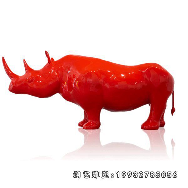 城市玻璃钢犀牛动物雕塑
