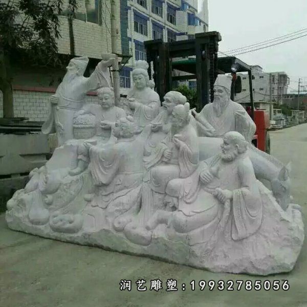 城市人物八仙过海石雕