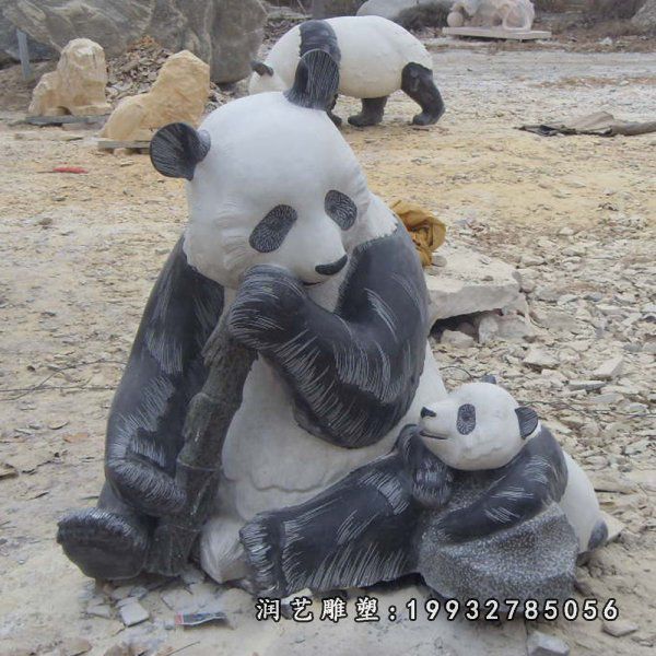 小区动物熊猫石雕