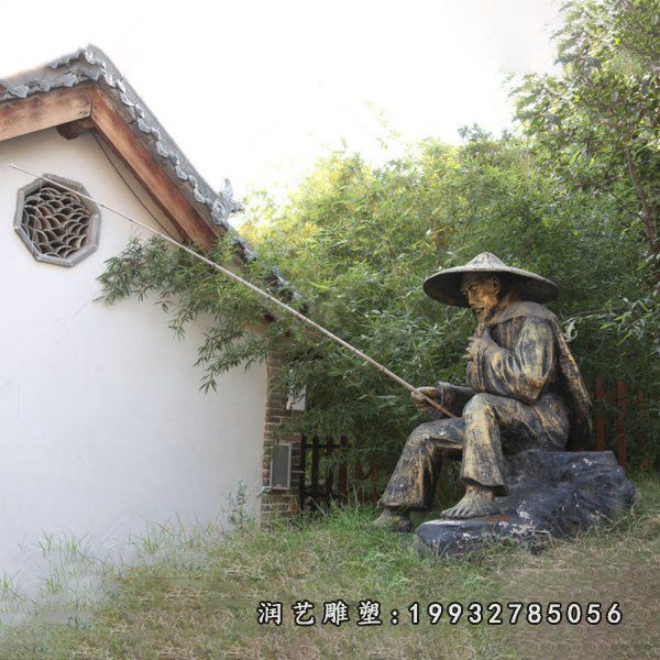 步行街人物姜太公铜雕