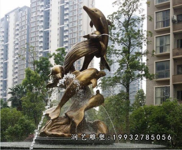 公寓动物海豚铜雕