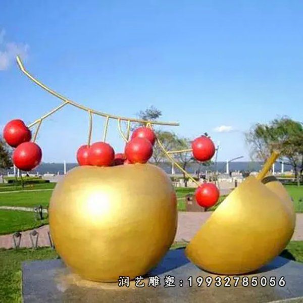 公园不锈钢苹果景观雕塑