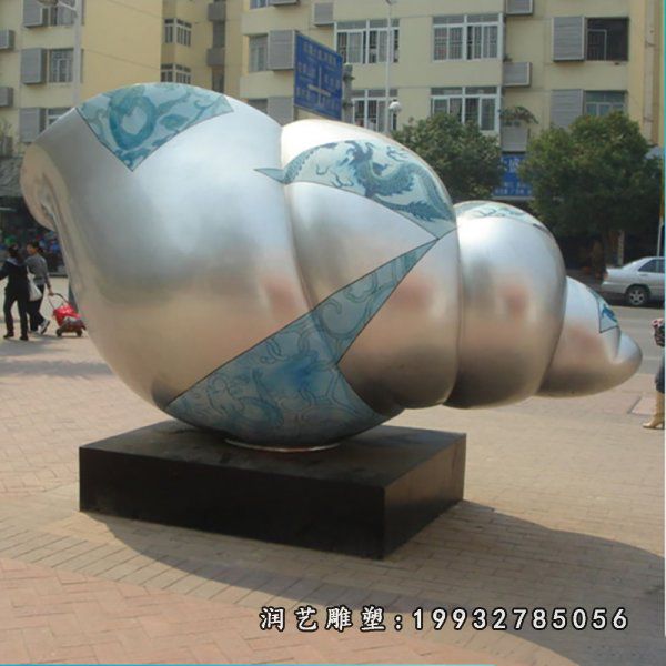 公司不锈钢海螺动物雕塑