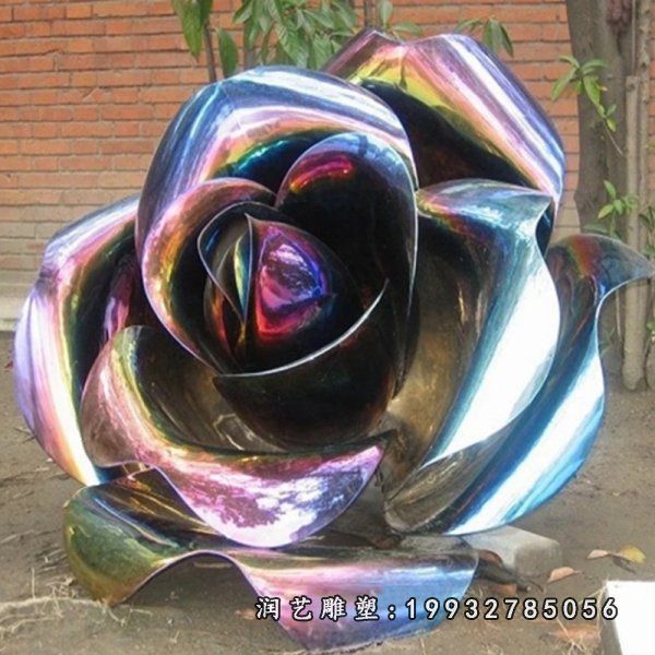游乐场不锈钢玫瑰花雕塑
