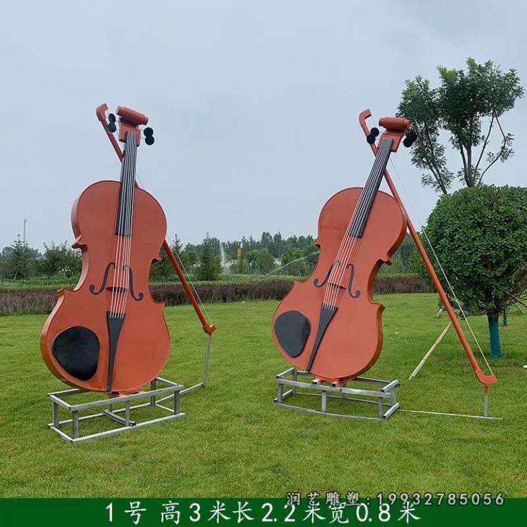 学校不锈钢大提琴景观雕塑