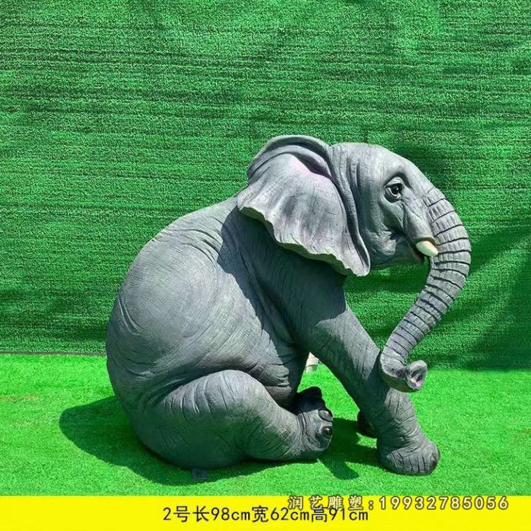 企业公司玻璃钢大象动物雕塑