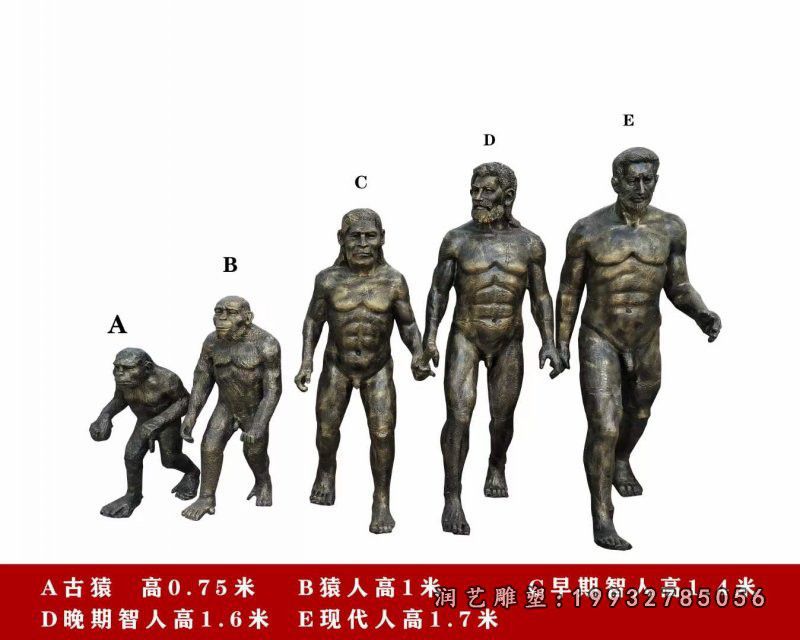 商业街原始人人物铜雕