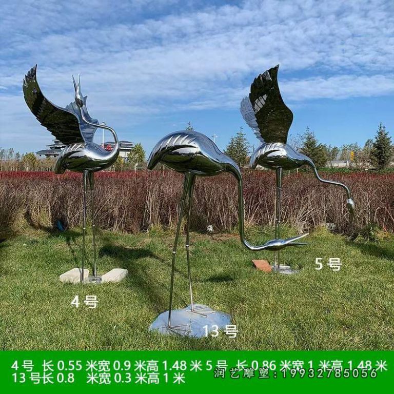 游乐场不锈钢火烈鸟动物雕塑