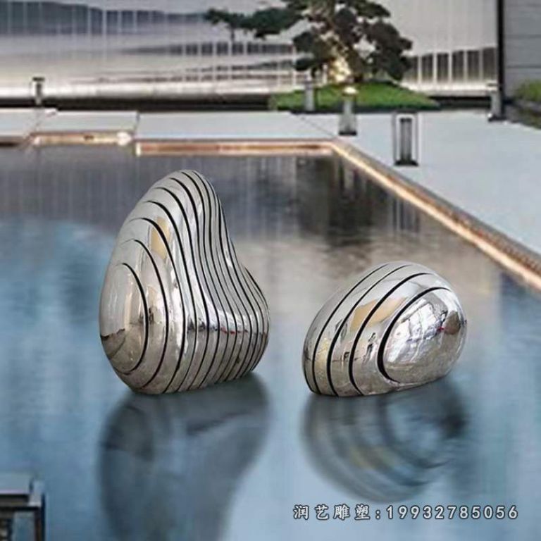 广场不锈钢石头景观雕塑