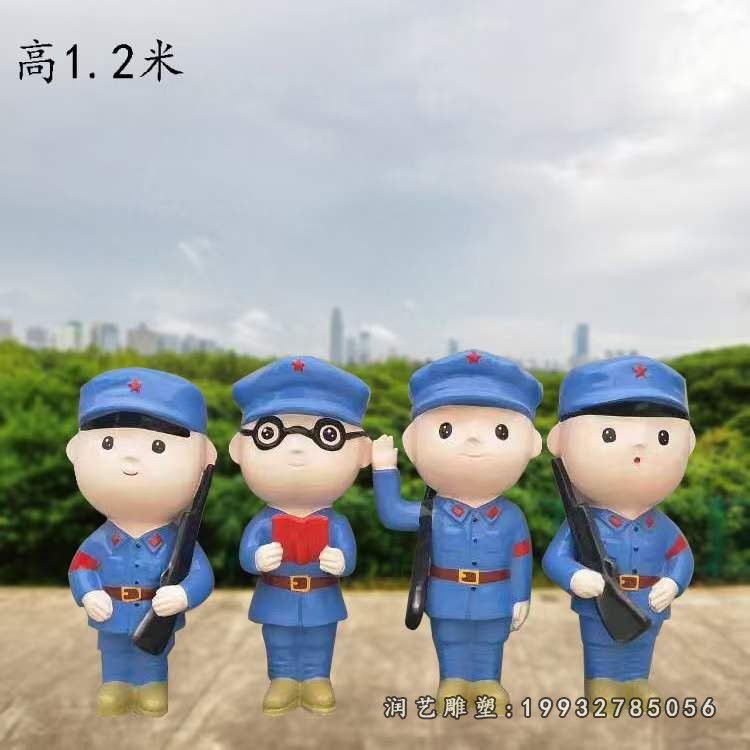 酒店玻璃钢红军卡通雕塑