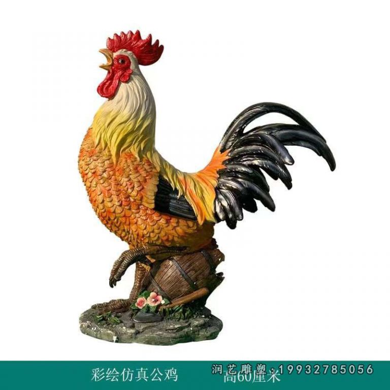 广场玻璃钢鸡动物雕塑
