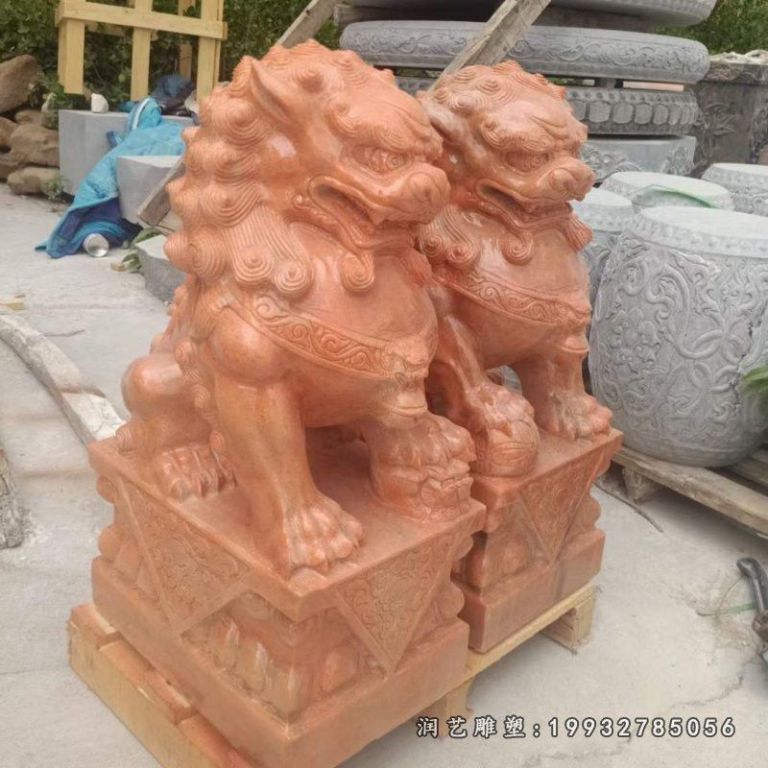 公园狮子动物石雕