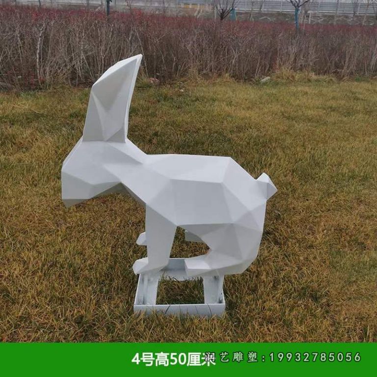 景区不锈钢动物兔子雕塑