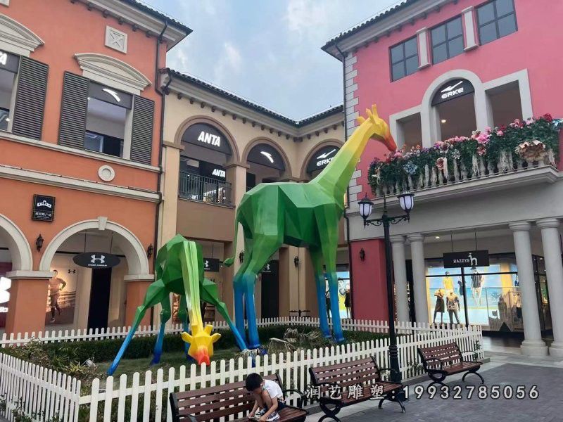 商业街不锈钢动物长颈鹿雕塑