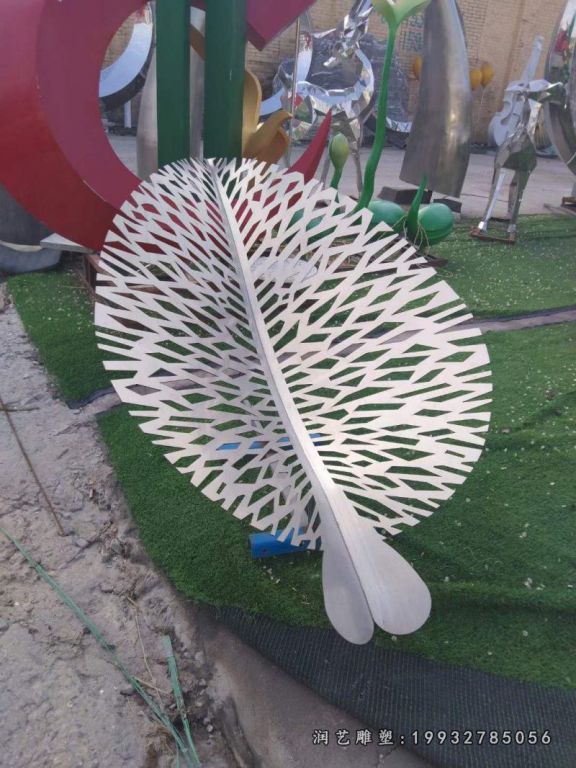 商场不锈钢树叶景观雕塑