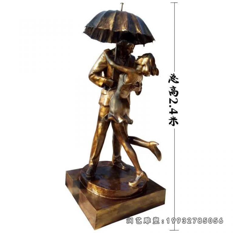 酒店人物情侣铜雕