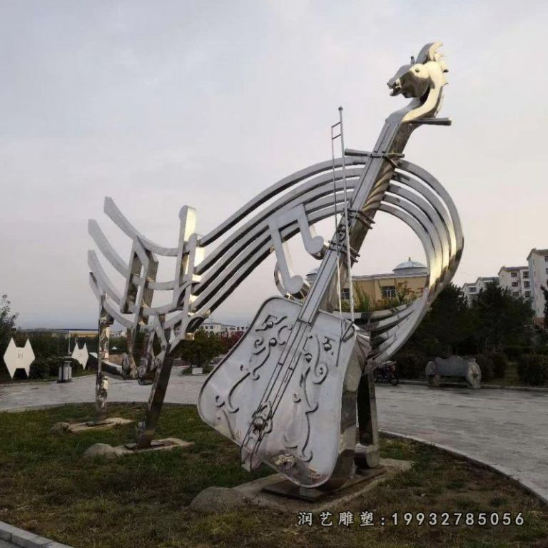 不锈钢大提琴公司雕塑