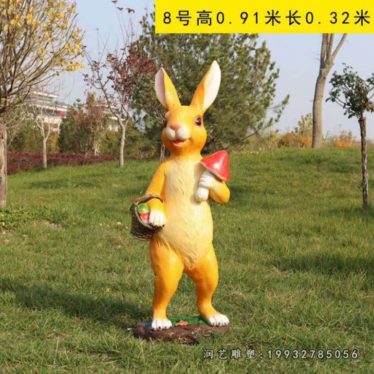 花园玻璃钢动物兔子雕塑