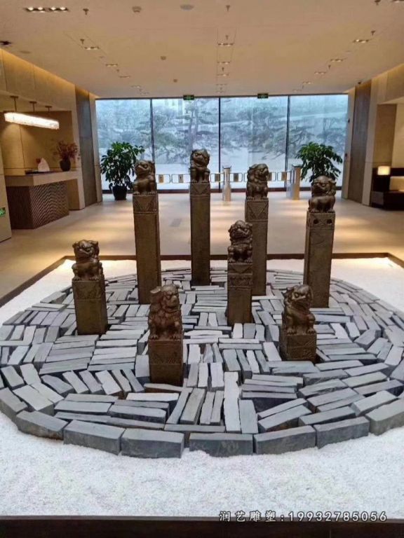 拴马桩景观广场石雕