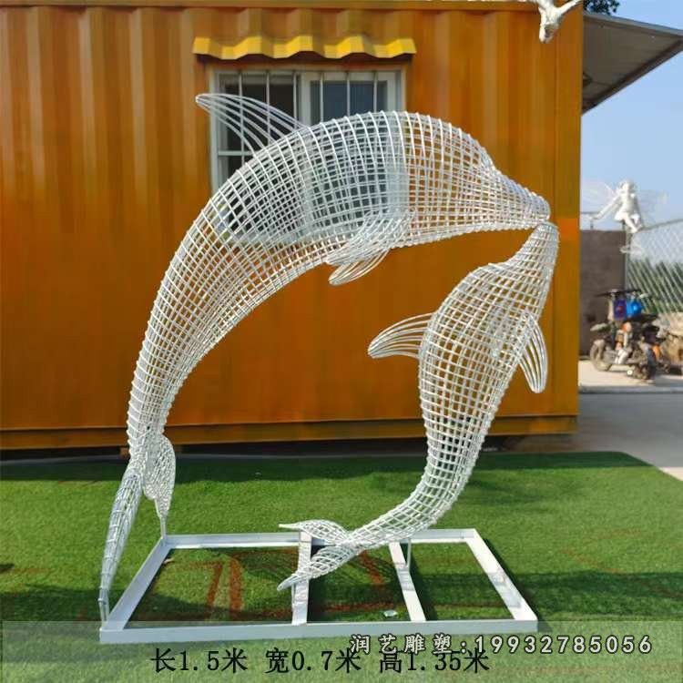 小区不锈钢海豚雕塑