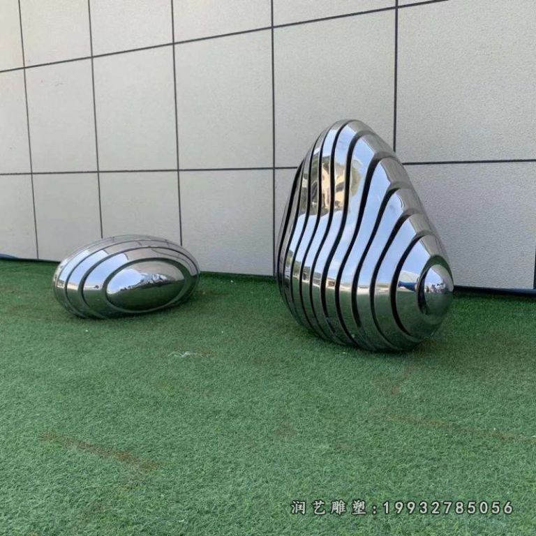 景区不锈钢景观石头雕塑